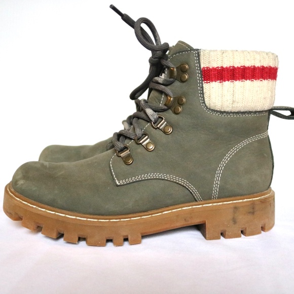 ROOTS Tuff Boot Green Leather Lace Up Women's 8.5 Canada Work Boot Classic - Picture 4 of 16